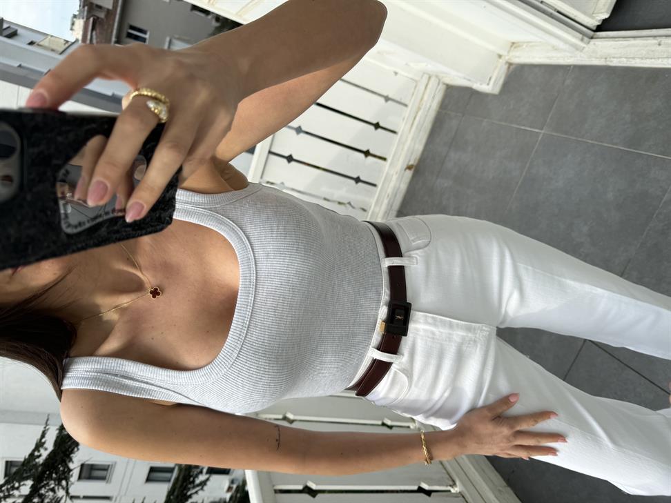 Gri Kaşkorse U Yaka Atlet Bluz