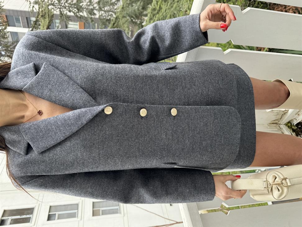 Gri Kemerli Ceket Etek Takım