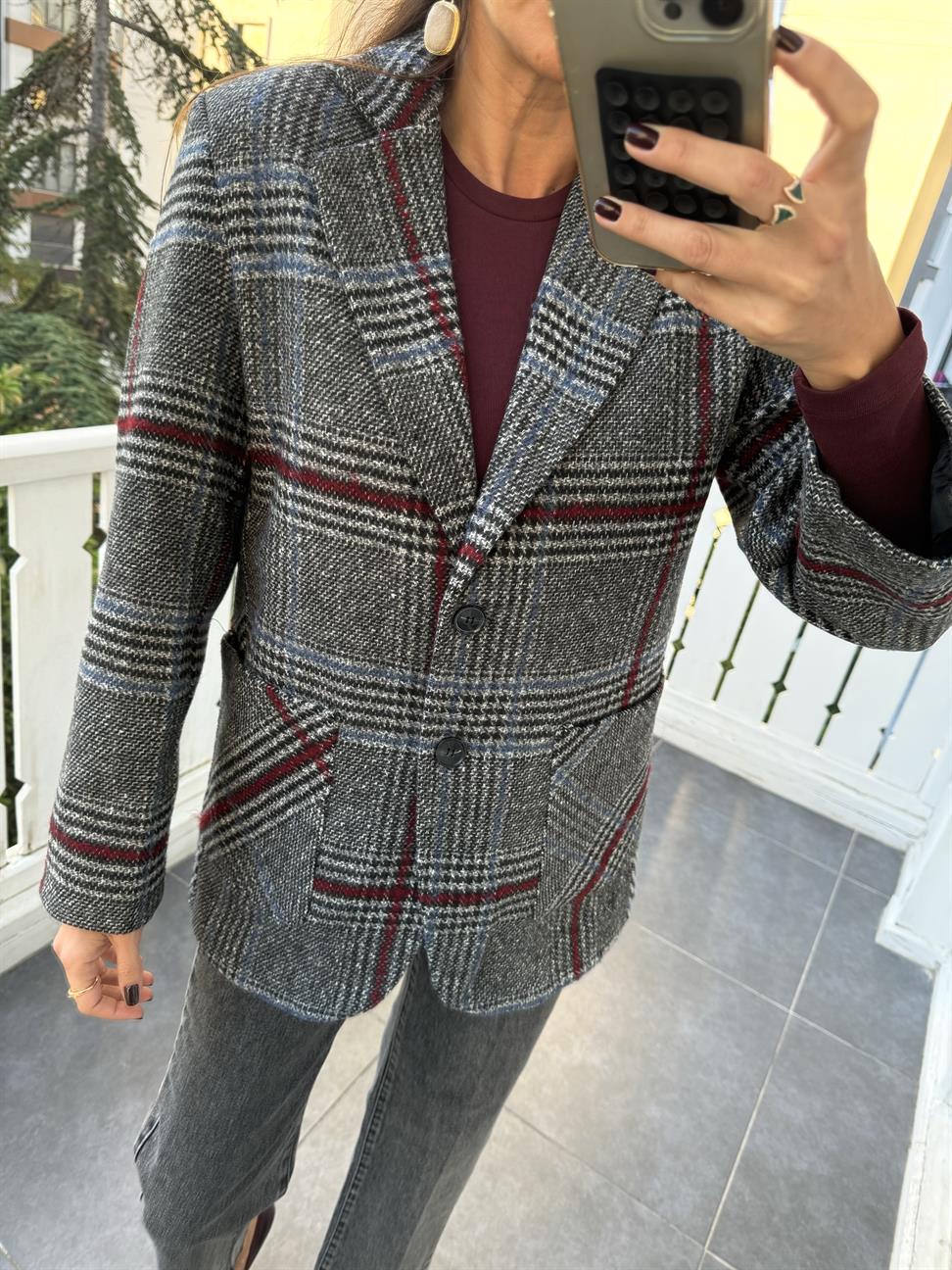 Gri Kinsley Blazer Ceket