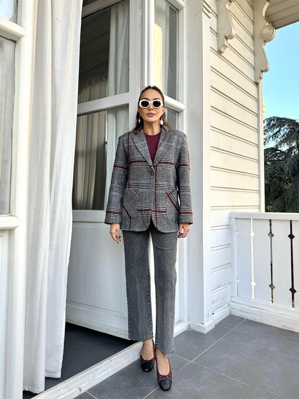 Gri Kinsley Blazer Ceket