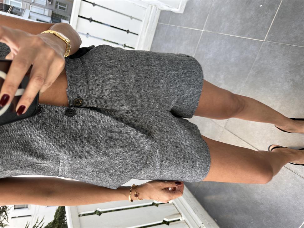 Gri Kırçıllı Kaşe Yelek Takım