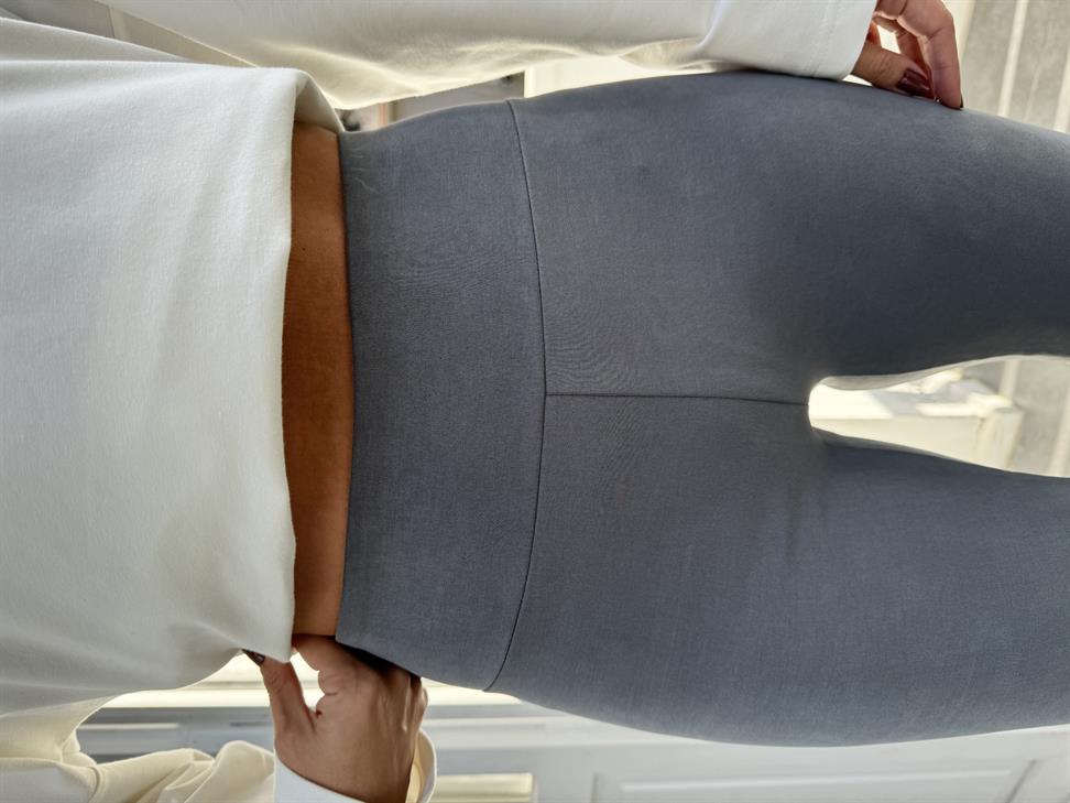 Gri Paçası Çıtçıtlı Yoga Tayt