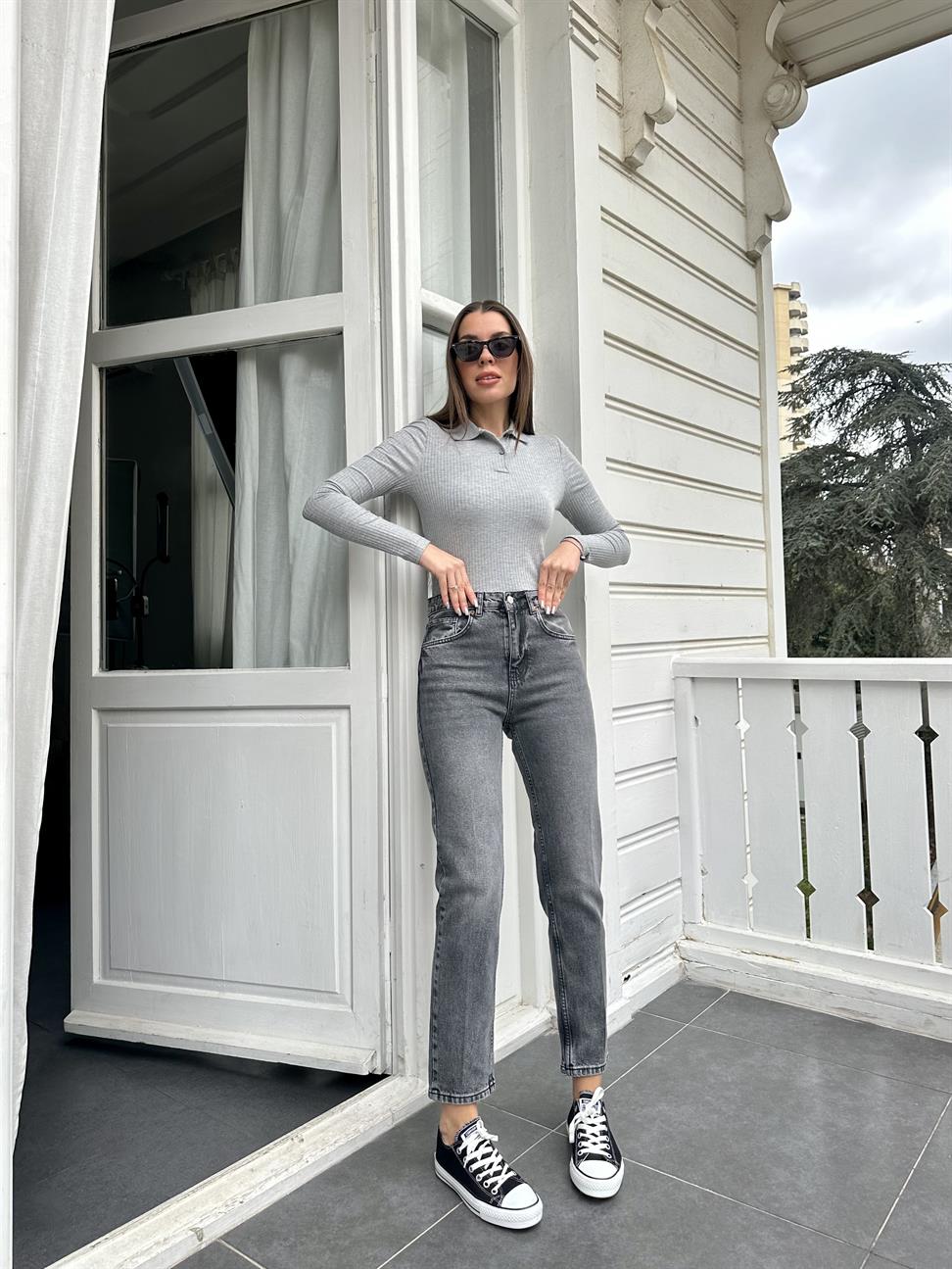 Gri Polo Yaka Basic Body