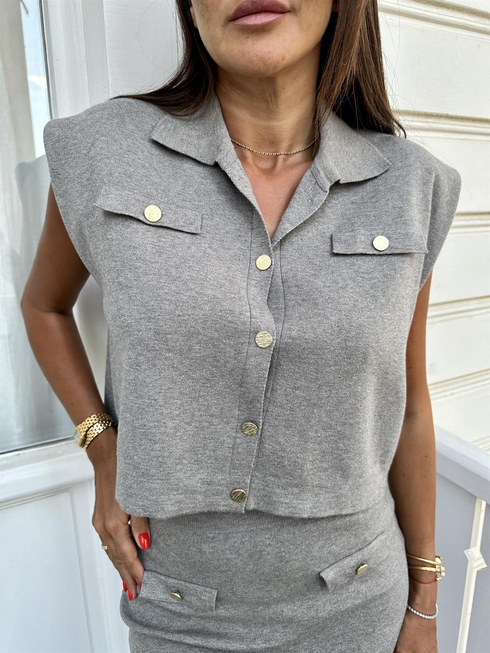 Gri Polo Yaka Kolsuz Takım