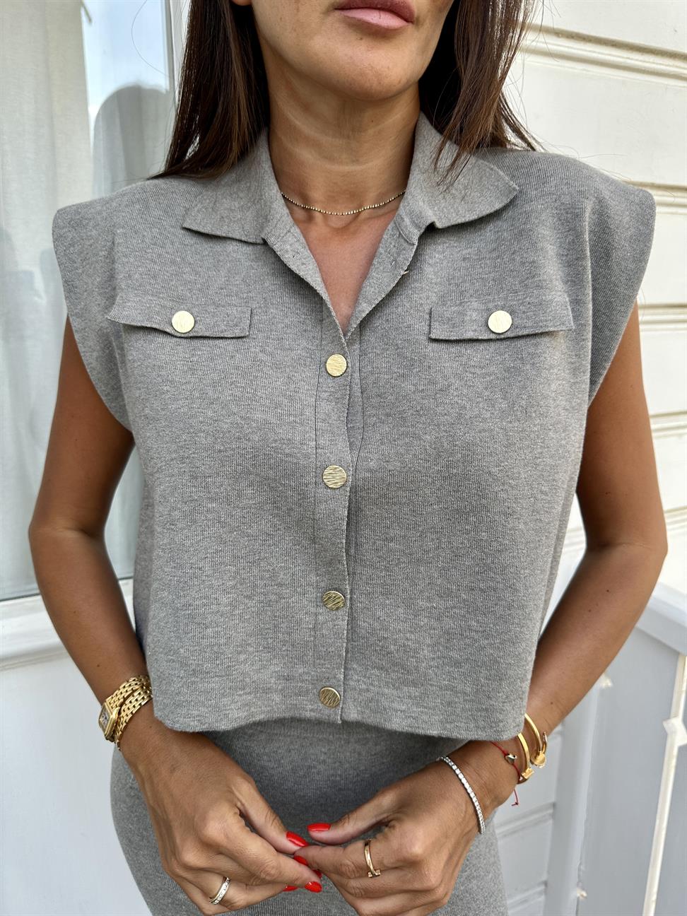 Gri Polo Yaka Kolsuz Takım