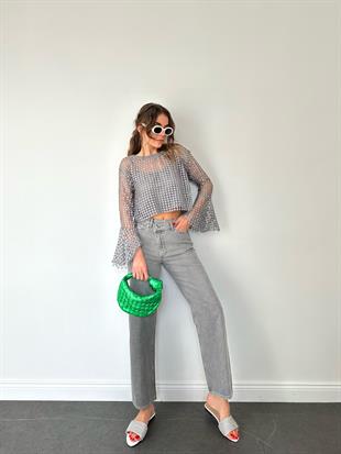 Gri Simli İç Atletli Bluz