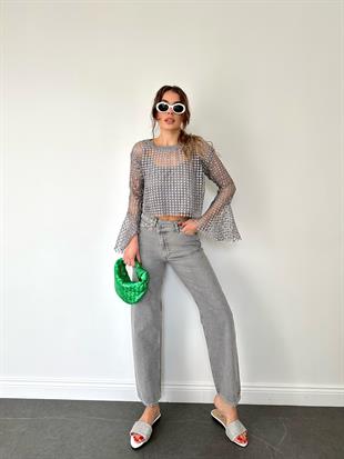 Gri Simli İç Atletli Bluz