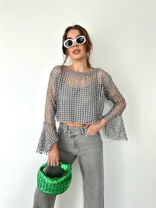 Gri Simli İç Atletli Bluz