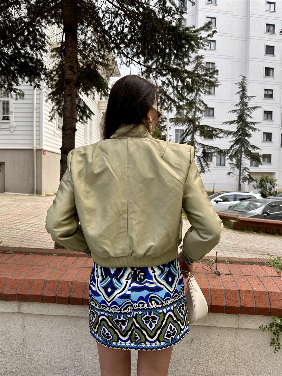 Haki Çift Cepli Bomber Ceket