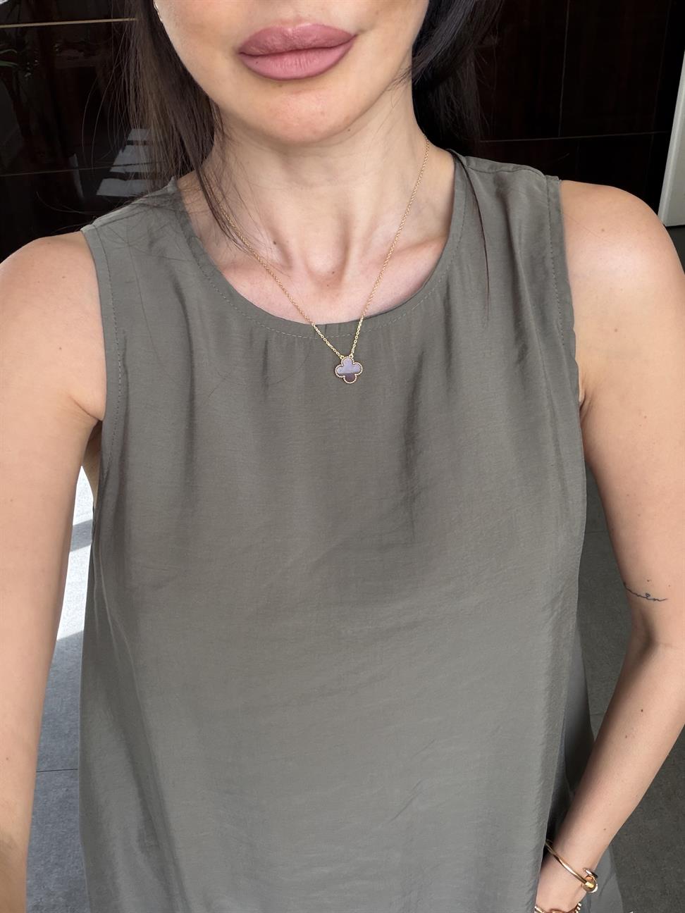 Haki Kolsuz Uzun Elbise