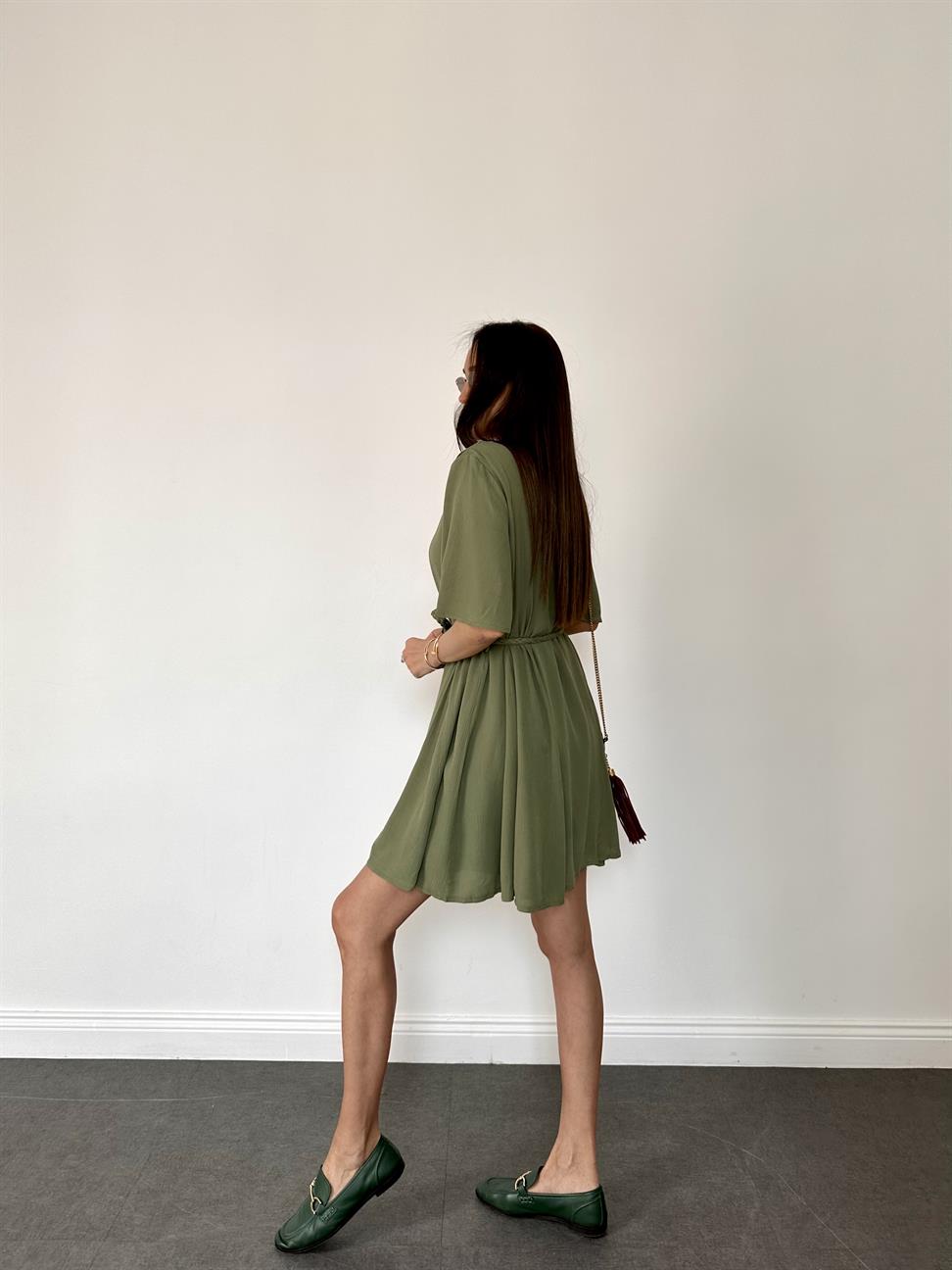 Haki Krinkıl Mendil Elbise