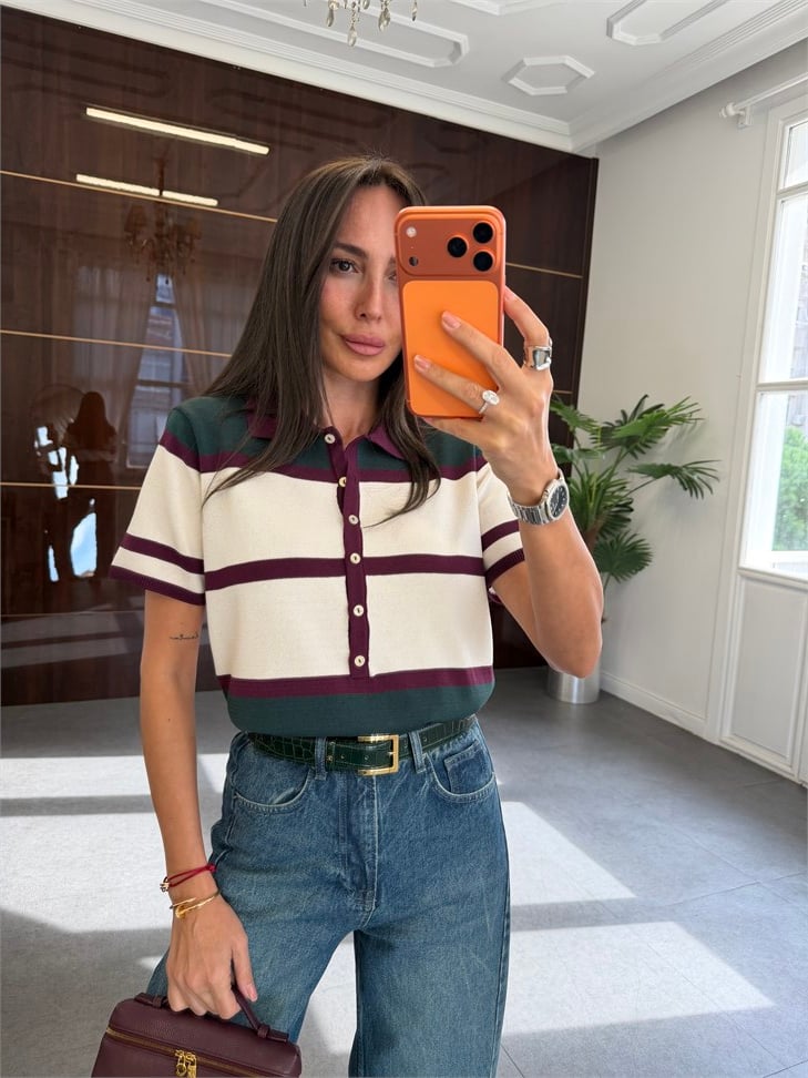 Haki Renkli Polo Yaka Triko