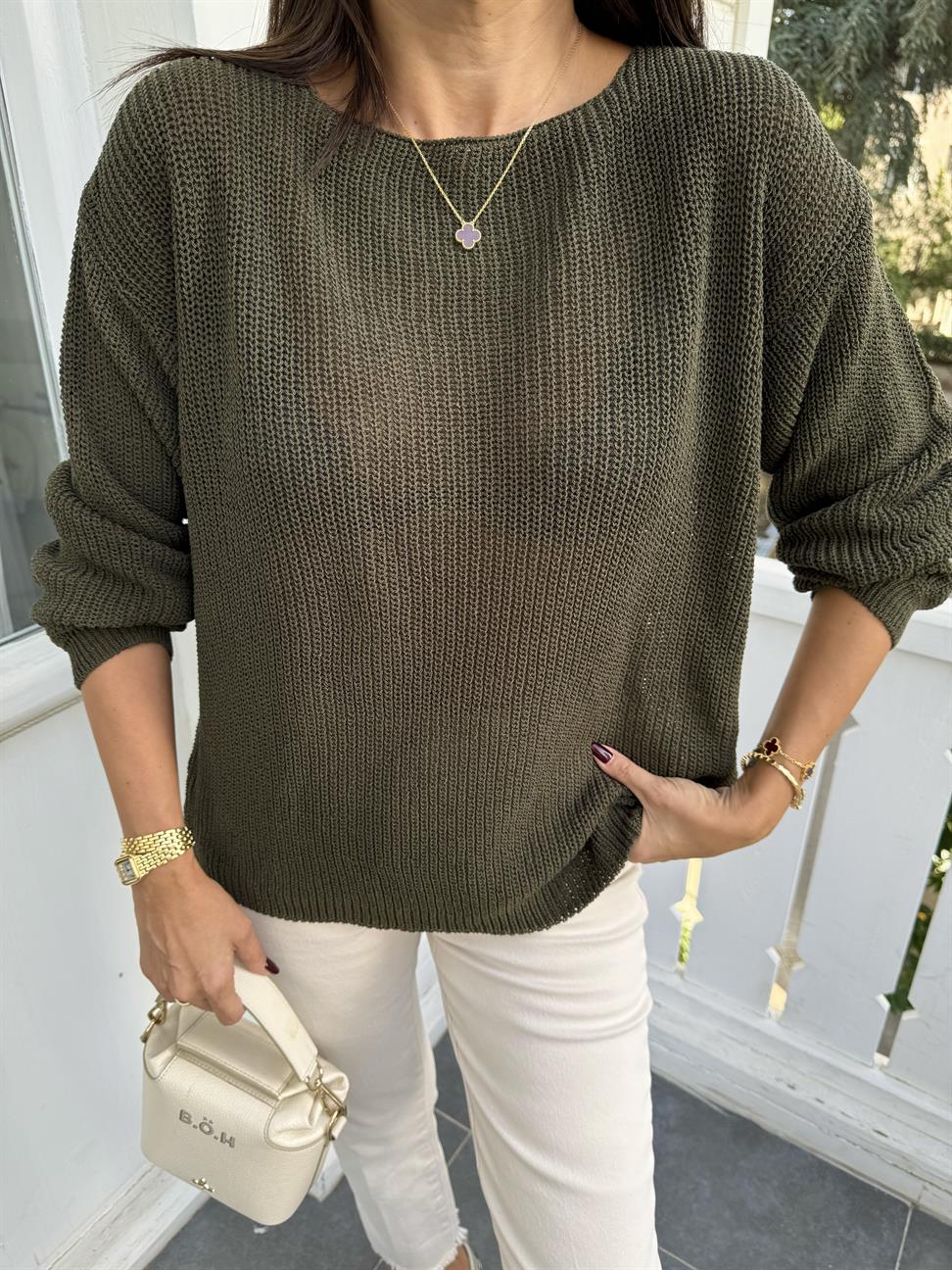 Haki Selanik Örme Triko