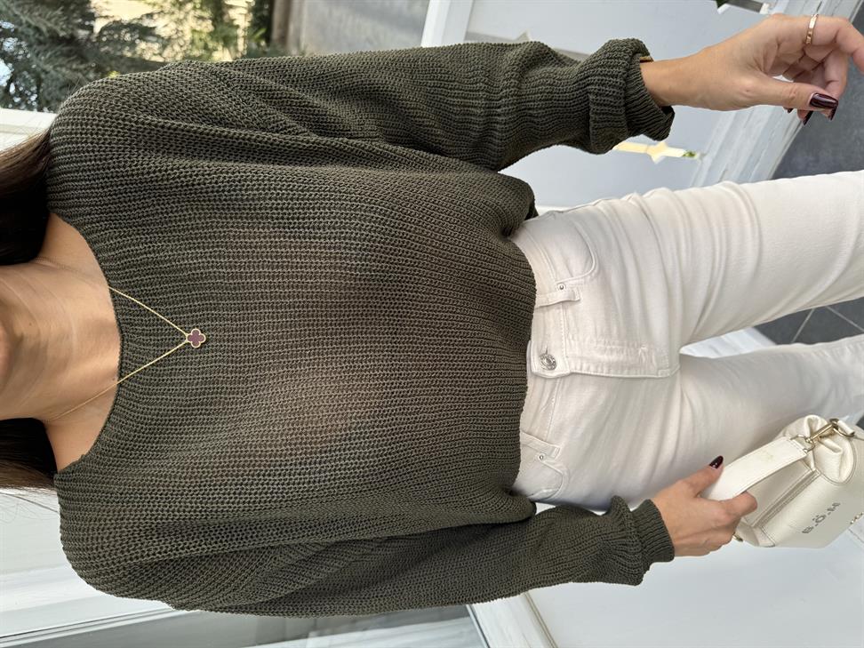 Haki Selanik Örme Triko