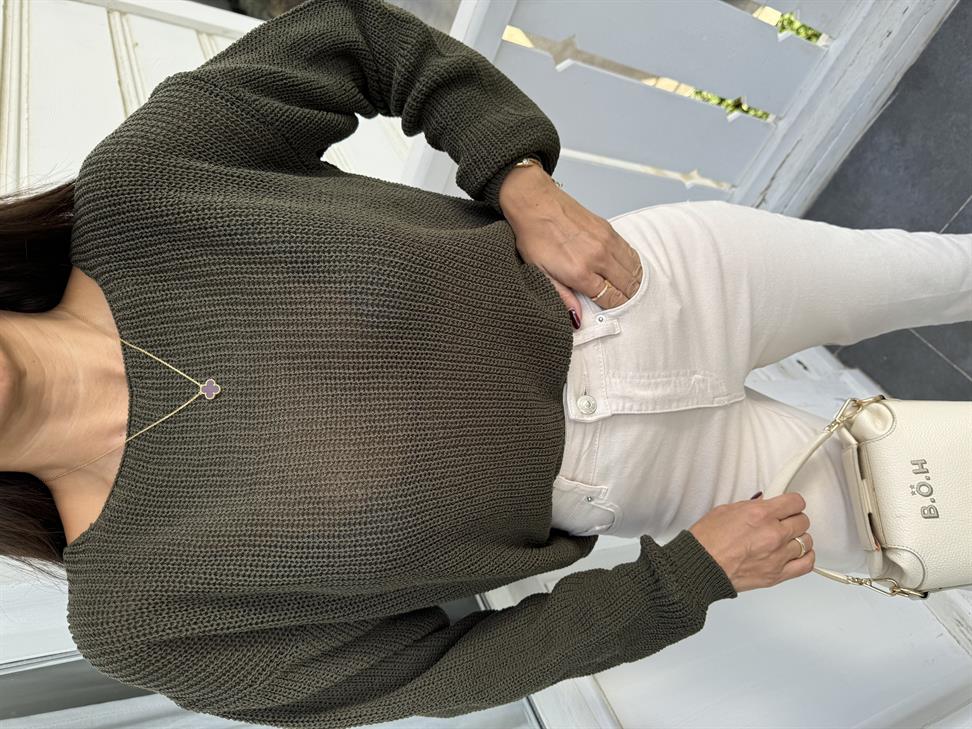 Haki Selanik Örme Triko