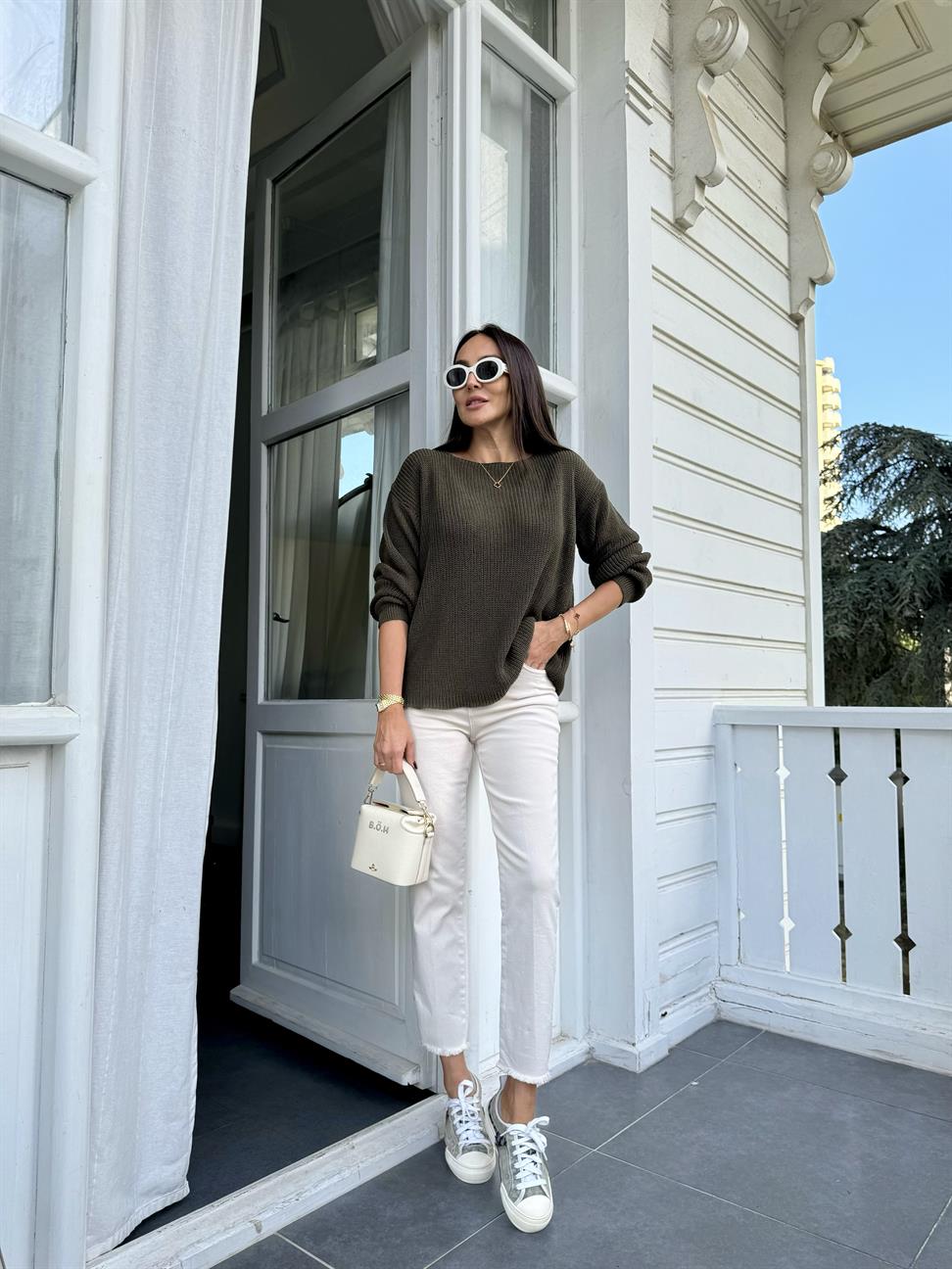 Haki Selanik Örme Triko