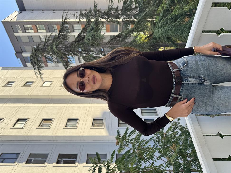 Kahve Basic Bisiklet Yaka Triko