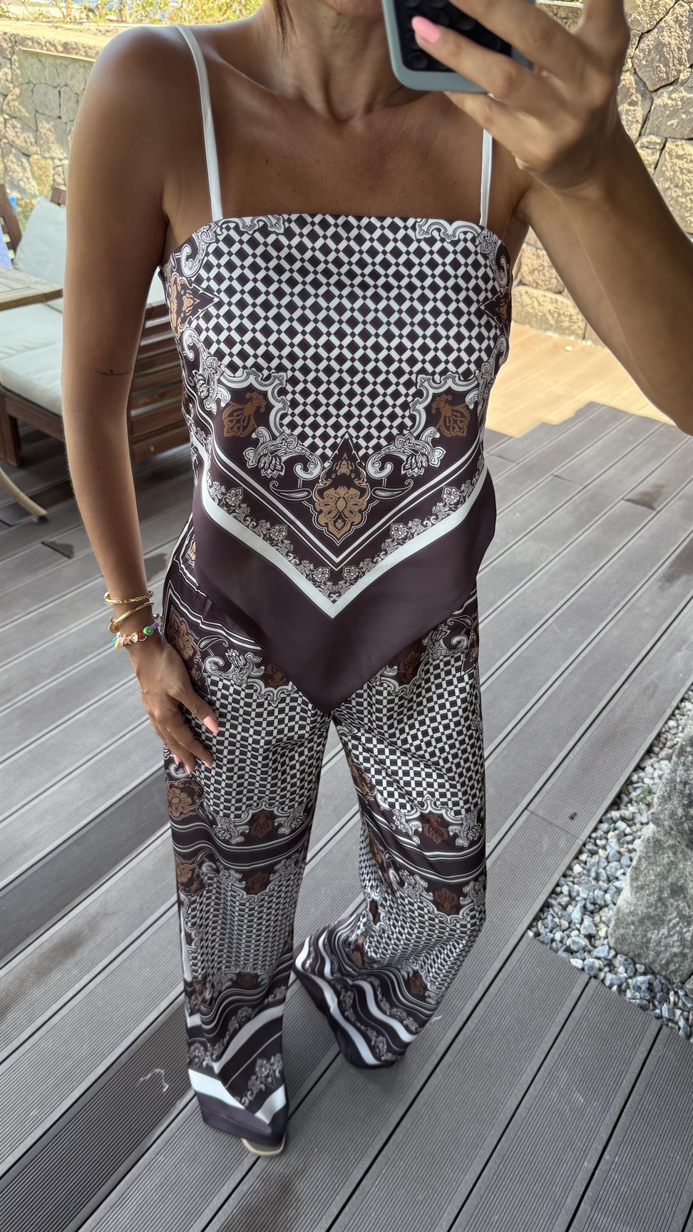 Kahve Bunbury Saten İkili Takım