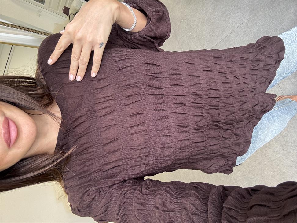 Kahve Bürümcük Tunik Triko