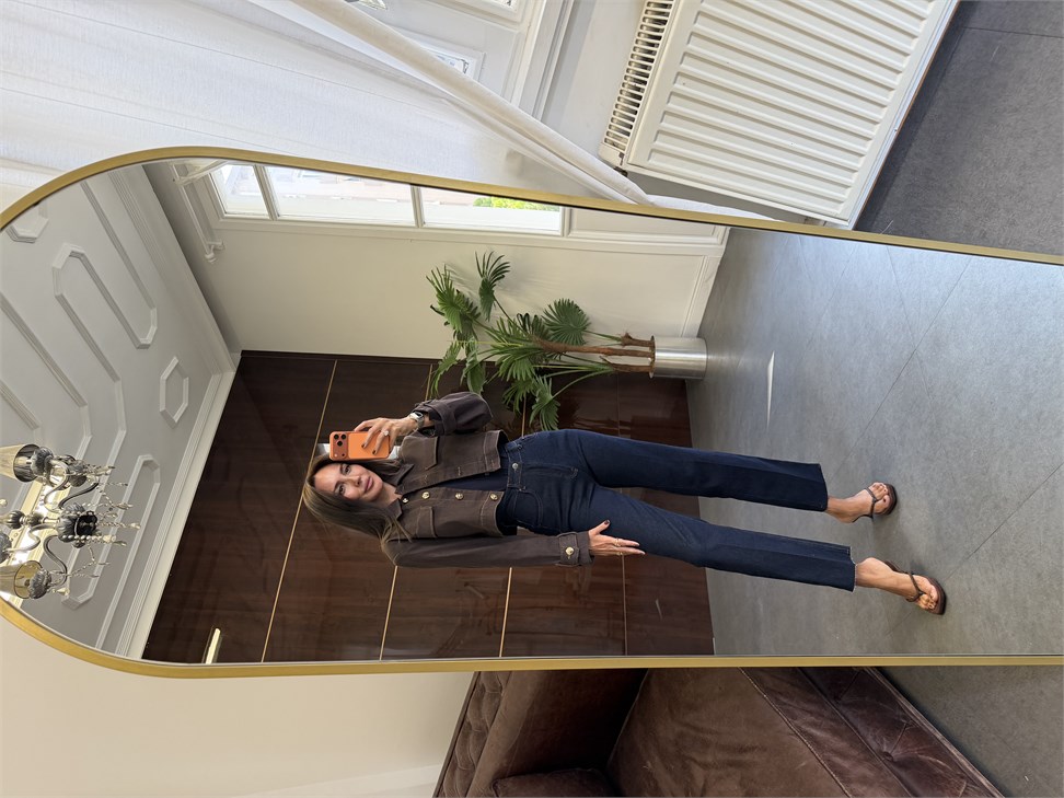 Kahve Denim Düğmeli Ceket