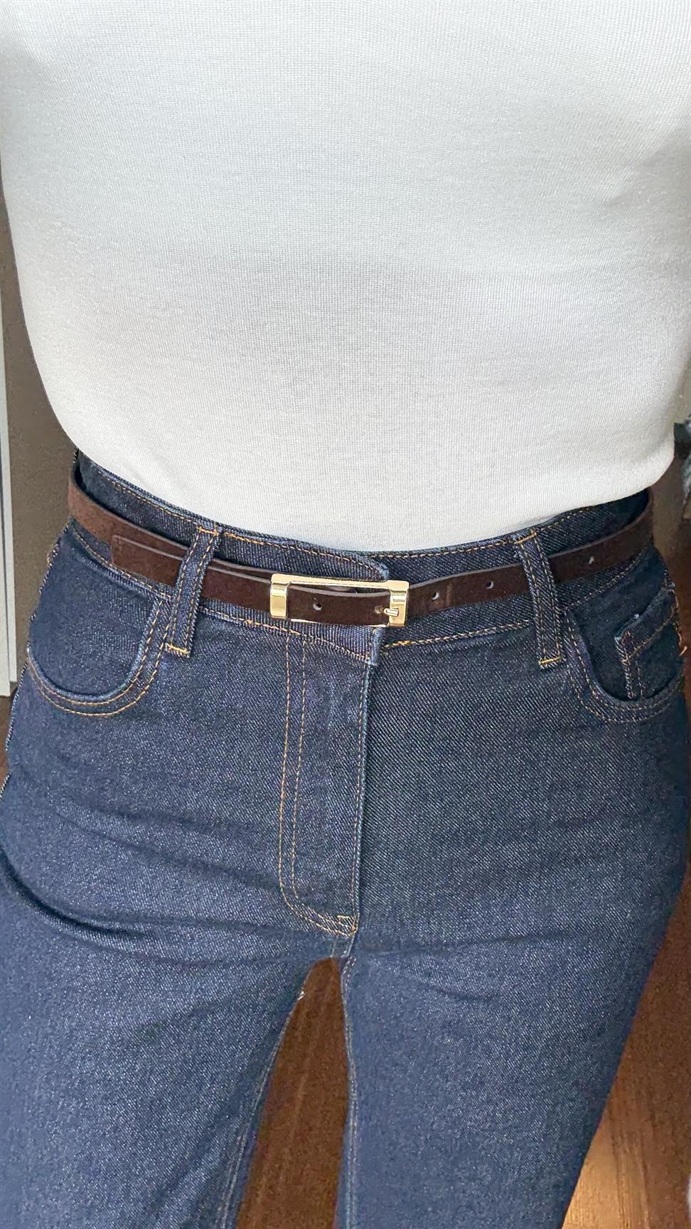 Kahve Gold Toka İnce Kemer