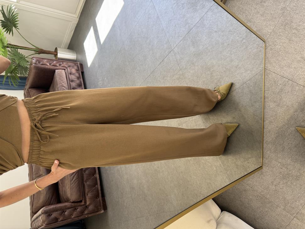 Kahve Halter Yaka Bluz Takım