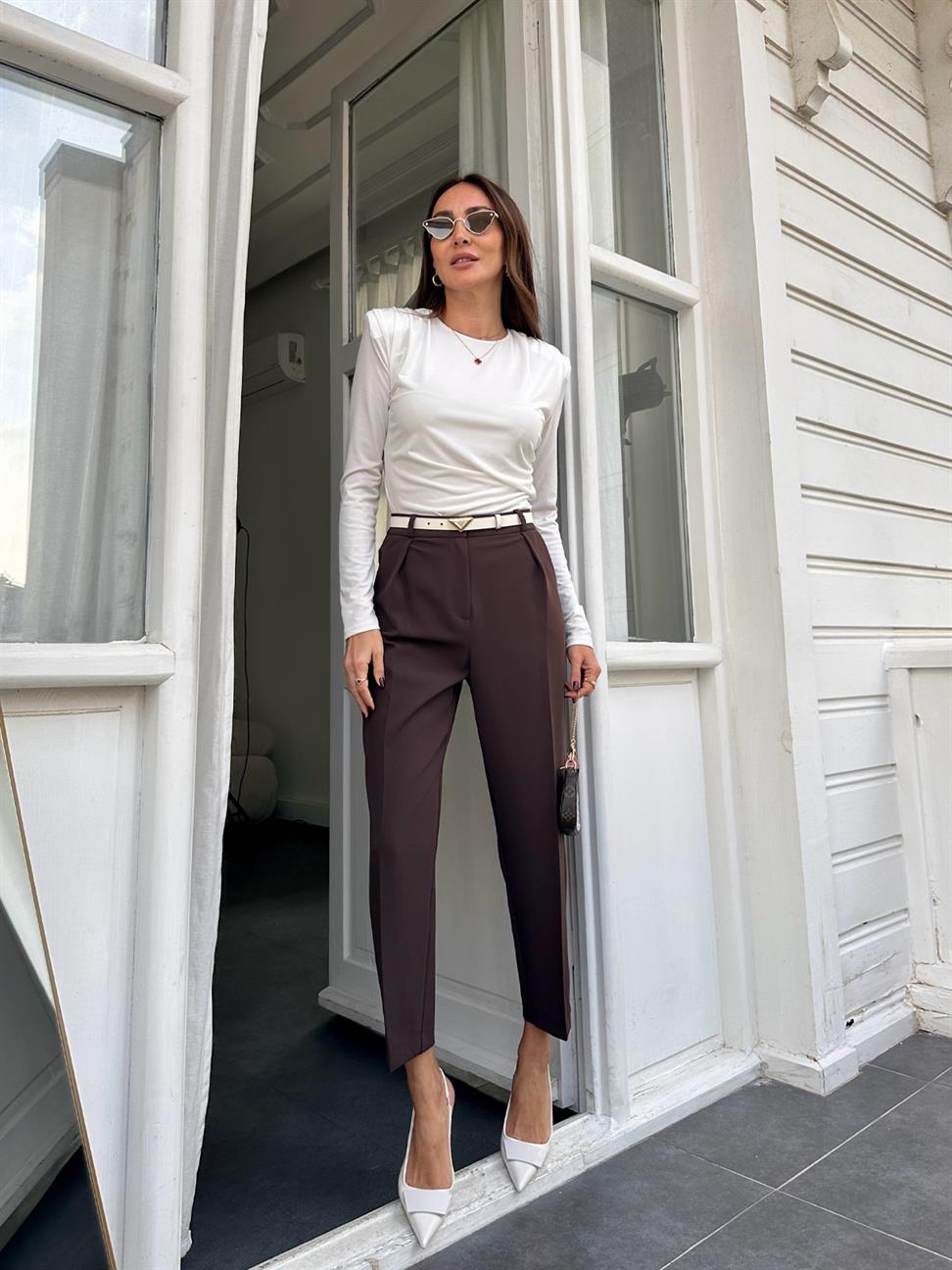 Kahve Kadın Cigarette Pantolon