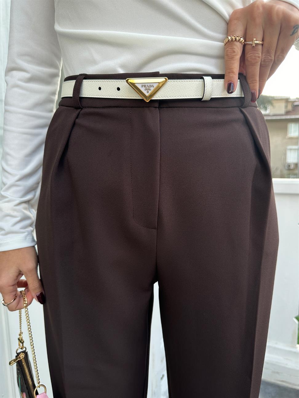 Kahve Kadın Cigarette Pantolon