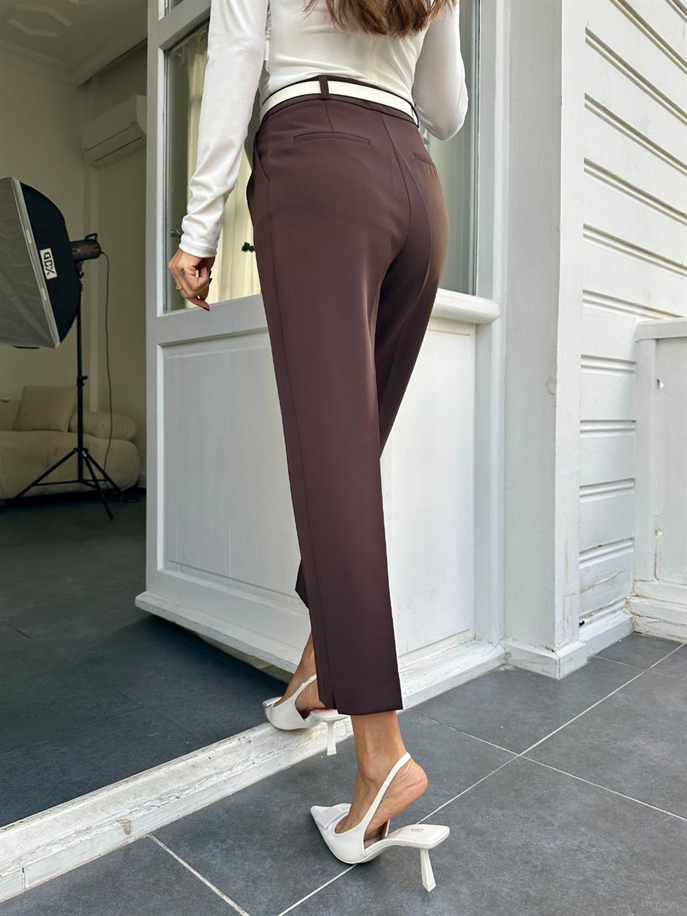 Kahve Kadın Cigarette Pantolon