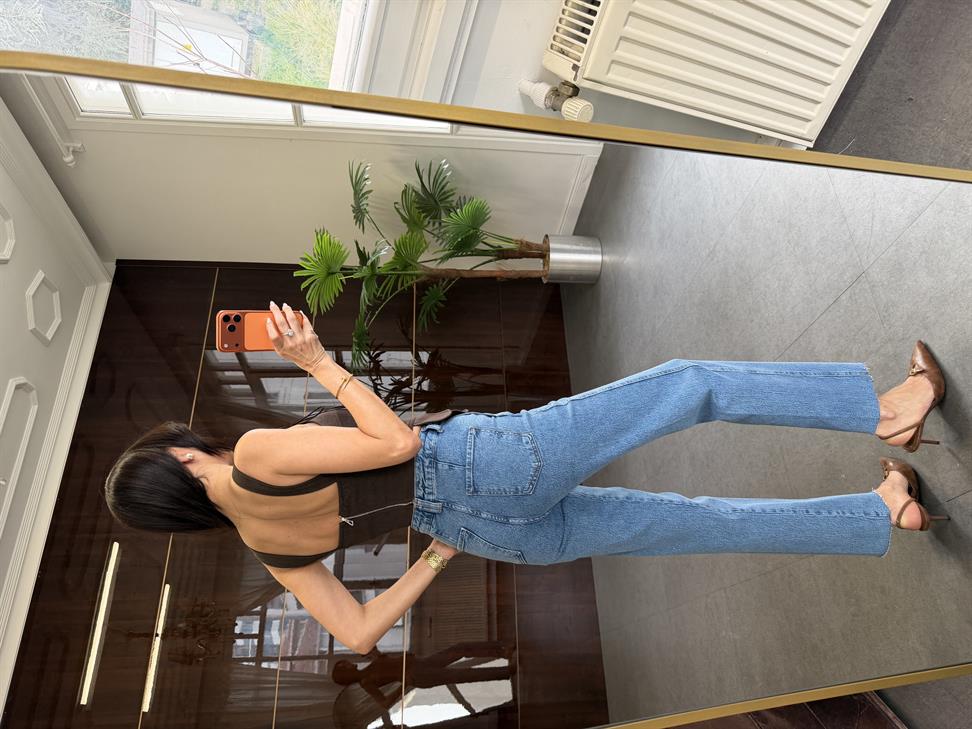 Kahve Keten Görünümlü Korse Bluz