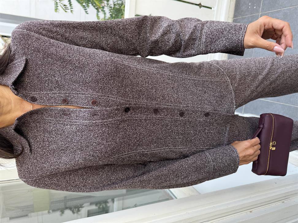 Kahve Kırçıllı Dikişli Gömlek