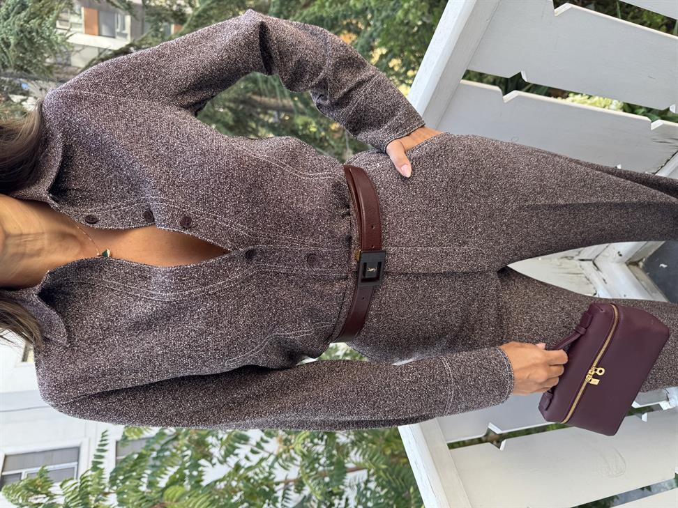 Kahve Kırçıllı Dikişli Gömlek