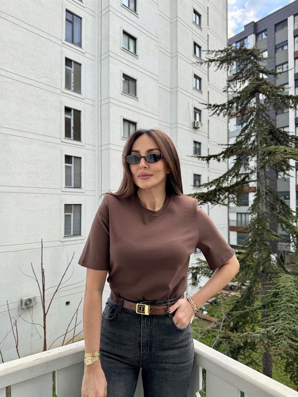 Kahve Kısa Kol Tişört