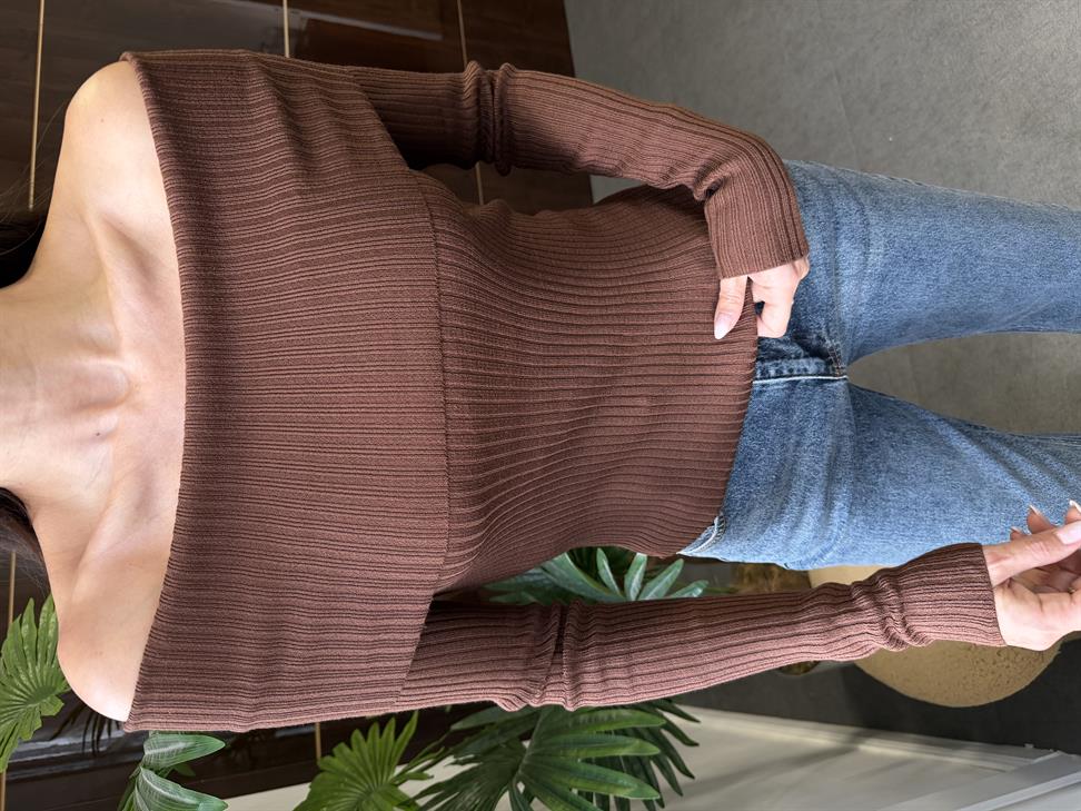 Kahve Madonna Yaka Kazak