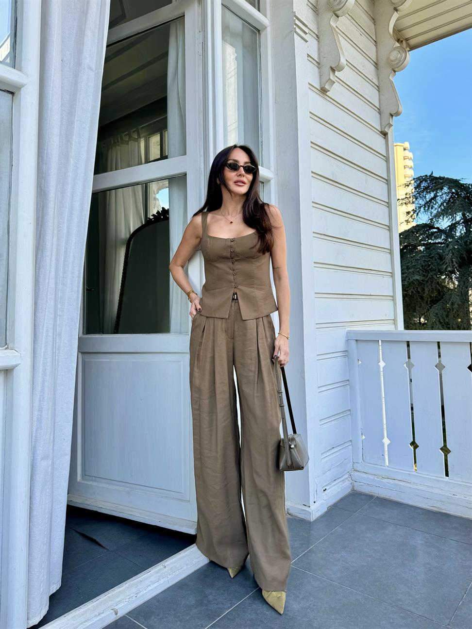 Kahve Palazzo Pantolon