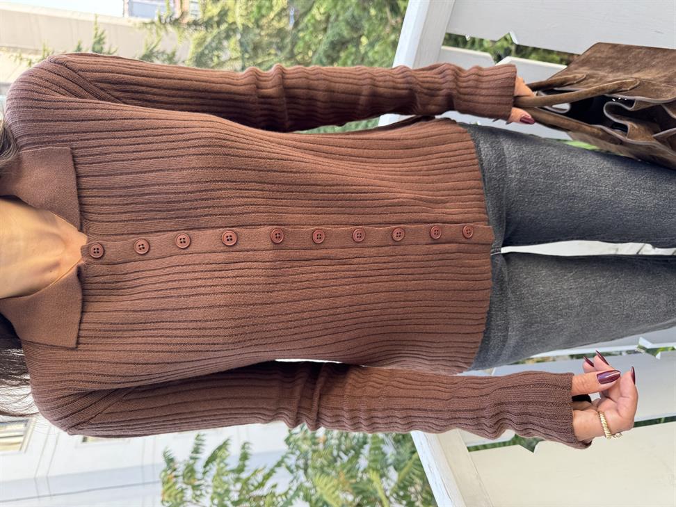 Kahve Polo Yaka Hırka