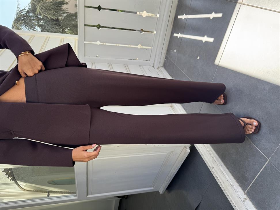 Kahve Premium İnce Fitilli Triko Pantolon