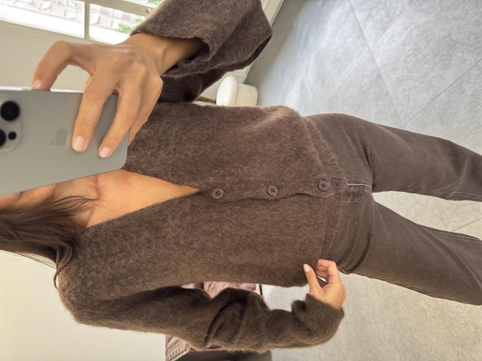 Kahve Sıfır Yaka Sakallı Hırka