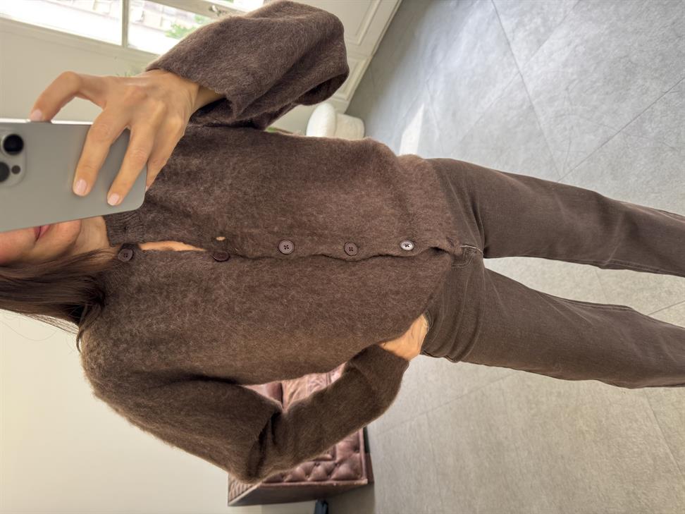 Kahve Sıfır Yaka Sakallı Hırka