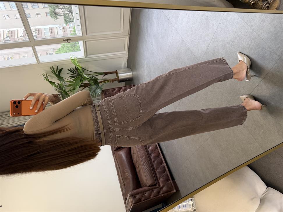 Kahve Skater Ütü İzli Rins Yıkama Jean