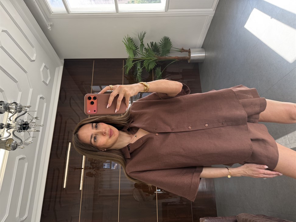 Kahve Sleeve Şortlu Takım