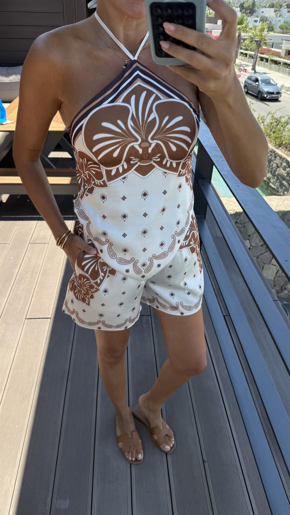 Kahve Sunset Saten Takım