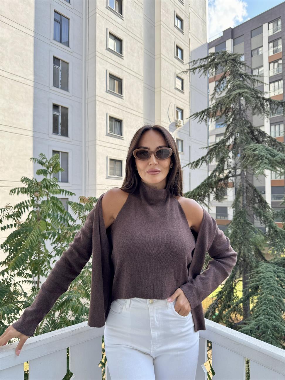 Kahve Tasarım Bluzlu Hırka