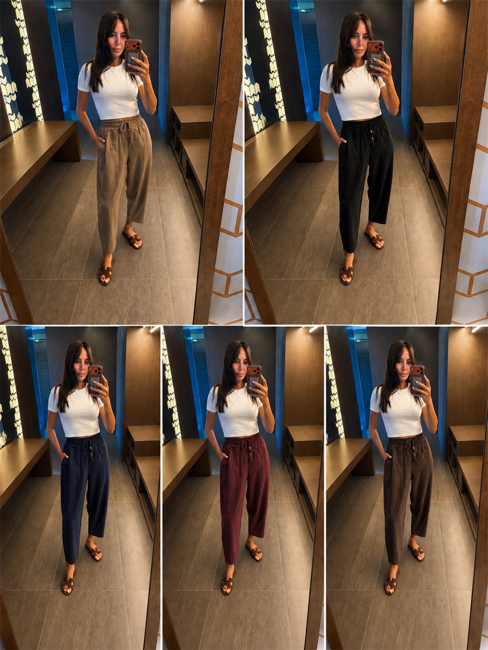 Kahve Tencel Bağcıklı Kumaş Pantolon