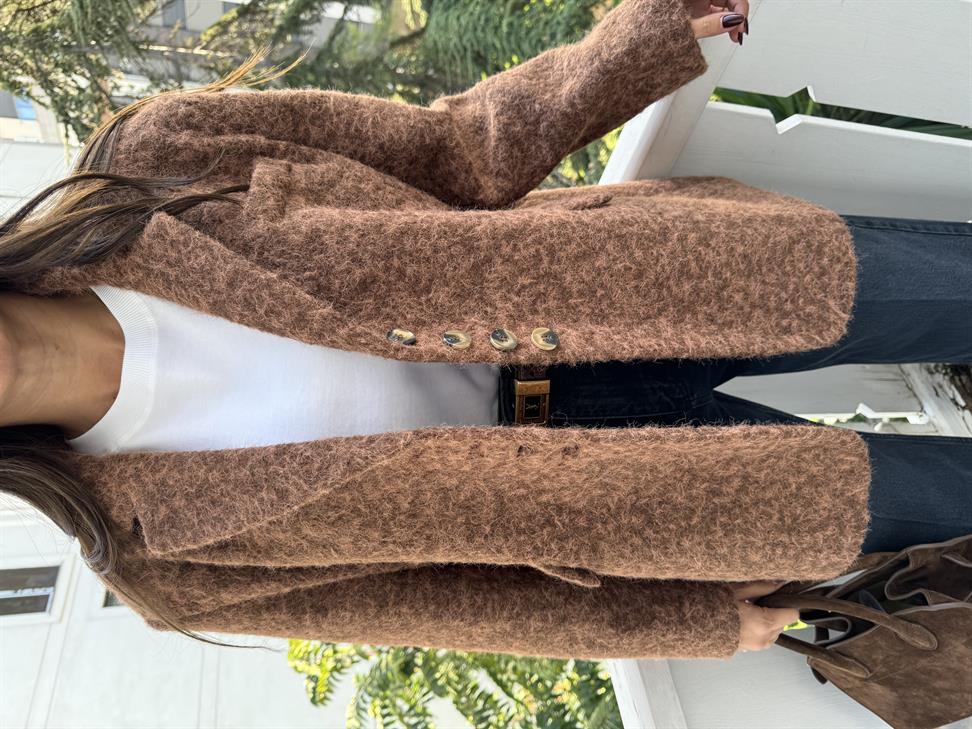 Kahve Yalancı Cepli Kırçıllı Ceket