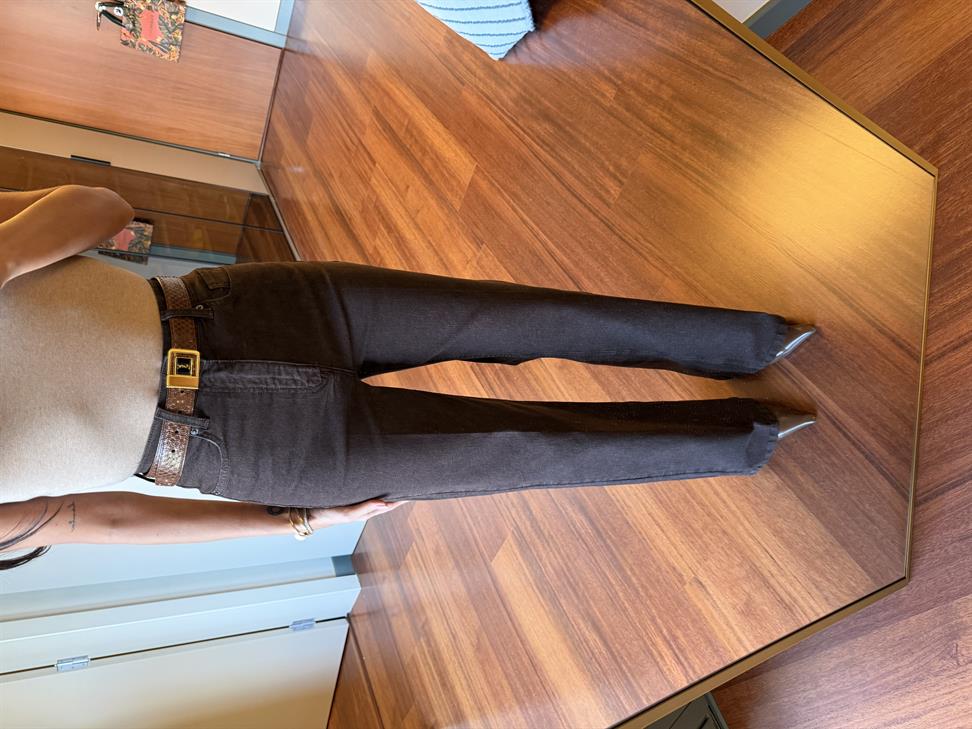 Kahve Yüksek Bel Wide-Leg Jean Pantolon