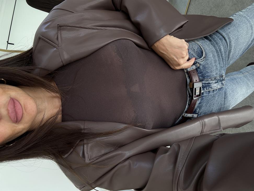 Kahve Yumuşak Tuşeli Transparan Top