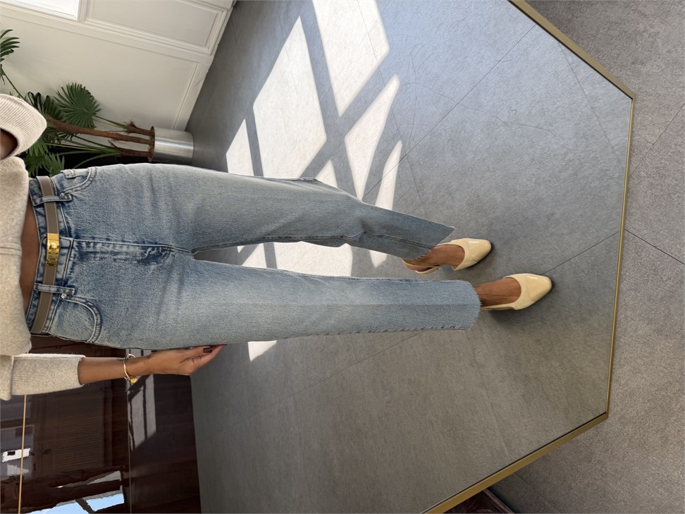 Kar Yıkama Çizgi Ütü Straight Jean Pantolon