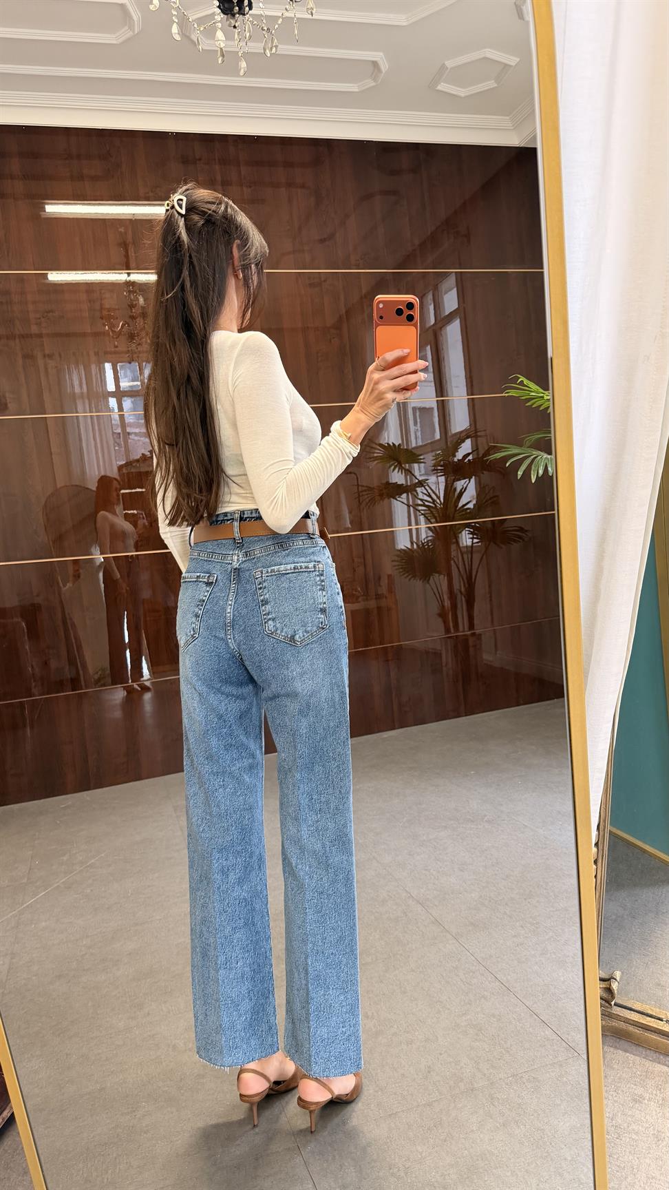 Kar Yıkama Kesik Paça Wide Leg Pantolon