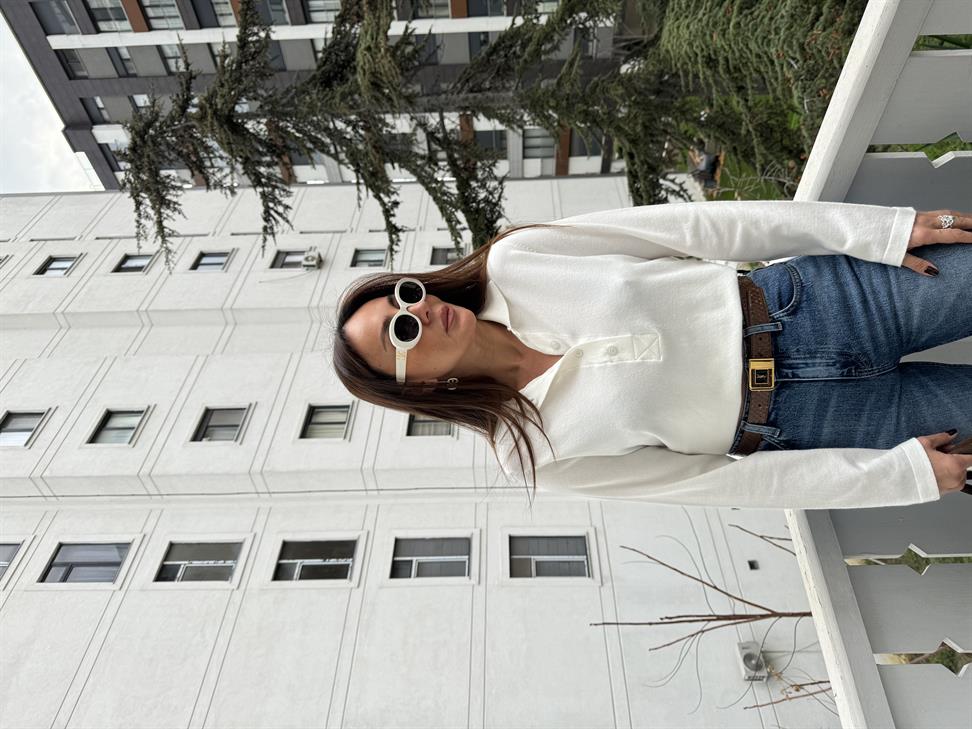 Kemik Önü 4 Düğme Polo Yaka Kazak